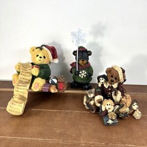 Vintage Bear Christmas Decor Lot of 3 Shelf‎ Sitter Figurine Note Picture Holder
